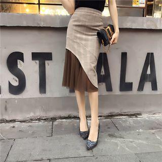 Set: Plain Tank Top + Mesh Panel Midi Skirt