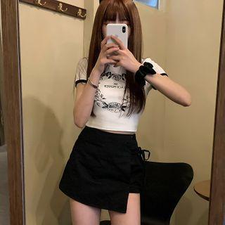 Short-sleeve Print Cropped T-shirt / Skort
