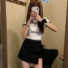 Short-sleeve Print Cropped T-shirt / Skort
