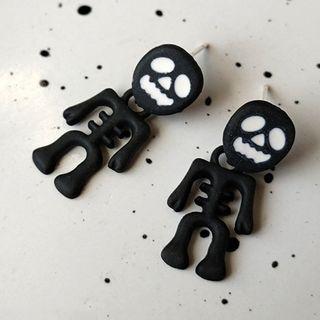 Halloween Skeleton Alloy Dangle Earring 1 Pair - 1924 - Black - One Size