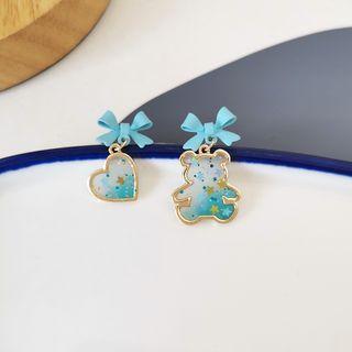 Bear Heart Asymmetrical Resin Earring