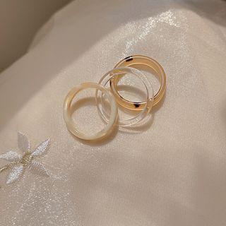 Acetate Hoop Earring C009 - 3pcs - Transparent & Beige & Black - One Size