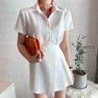 Short-sleeve Mini A--line Shirt Dress