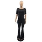 Short-sleeve Bell-bottom Jumpsuit