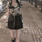 Cropped Tie-dye Drawstring Top As Shown In Figure - One Size