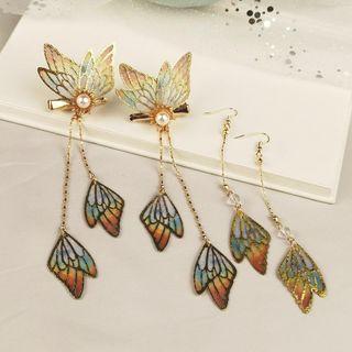 Butterfly Hair Clip / Drop Earring / Set