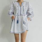 Embroidered Tunic With Tassel