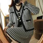 Set: Houndstooth Jacket + Sleeveless Dress Black - One Size