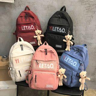 Lettering Bear Charm Backpack