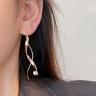 925 Sterling Silver Faux Pearl Drop Earring 1 Pair - Rose Pink - One Size