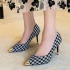 Pointed Houndstooth High Heel Pumps