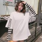 Mock Two-piece Striped Panel T-shirt