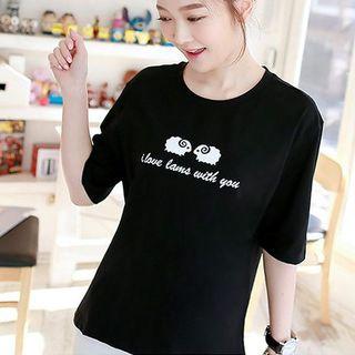 Short-sleeve Sheep Print T-shirt