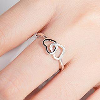 925 Sterling Silver Interlocking Heart Ring As Shown In Figure - One Size