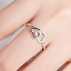 925 Sterling Silver Interlocking Heart Ring As Shown In Figure - One Size