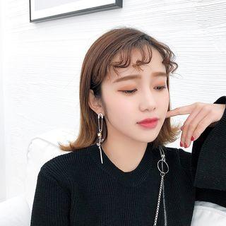Safety Pin & Bear Dangle Earring White - One Size