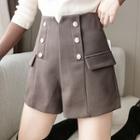 High-waist Wide Leg Wool Shorts