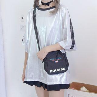 Loose-fit Short Sleeve Glittered T-shirt