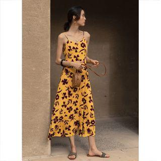 Flower Print Midi Chiffon Sundress
