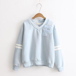 Letter V-neck Sweatshirt