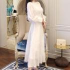 Furry Long-sleeve Maxi Dress