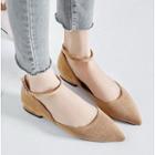 Faux Suede Pointed-toe Dorsay Flats