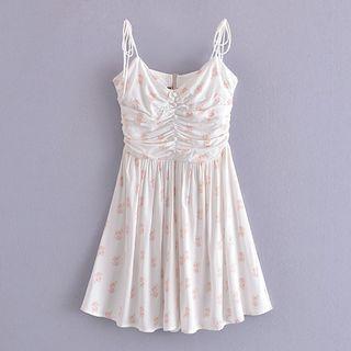 Floral Print V-neck Sleeveless A-line Mini Dress