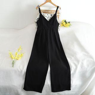 Waist Wide Leg Suspender Pants