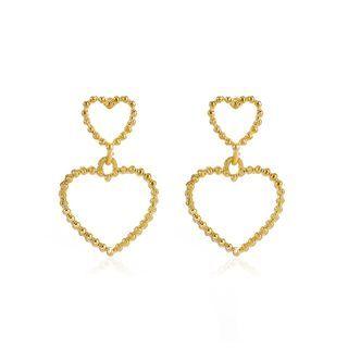 Heart Alloy Dangle Earring 01 - 1 Pair - 5600 - Kc Gold - One Size