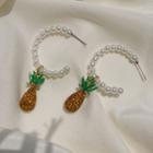 Faux Pearl Rhinestone Pineapple Dangle Earring 1 Pair - Stud Earring - As Shown In Figure - One Size
