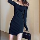 Off-shoulder Fringed Plain Dress