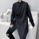 Pinstriped Over-sized Long-sleeve Shirt