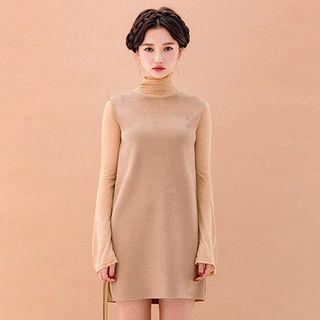Faux-suede Mini Shift Dress