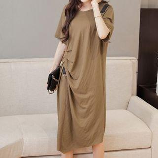 Short-sleeve Draped T-shirt Dress