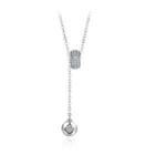 Simple 925 Sterling Silver Button Necklace With Austrian Element Crystal Silver - One Size