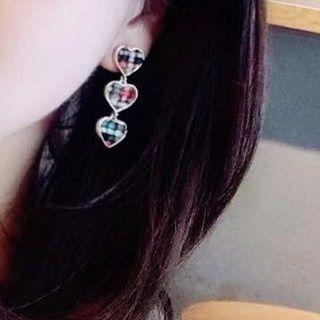 Fabric Heart Dangle Earring 1 Pair - As Shown In Figure - - One Size
