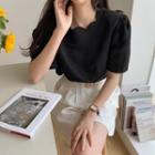 Puff-sleeve Frill Trim Top / Dress Shorts