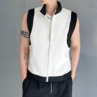 Two-tone Zip-up Vest