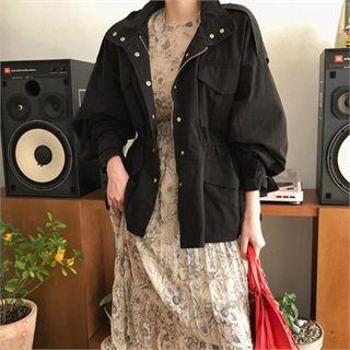 High-neck Cotton Safari Jacket