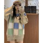 Plaid Sweater Plaid - Blue & Green - One Size