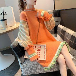 Stripe-panel Sweater Dress