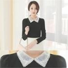 Lace-collar Knit Top