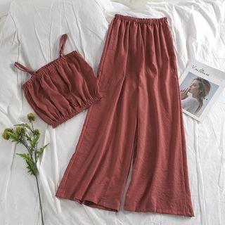 Set: Crop Camisole Top + Wide Leg Pants