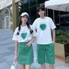 Couple Matching Heart Print T-shirt / Mini A-line Skirt / Shorts / Set (various Designs)