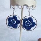 Lace Flower Ring Earrings(blue)