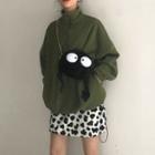 Half Zip High Neck Pullover / Cow Print A-line Mini Skirt