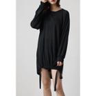 Knit Pullover Dress Black - One Size