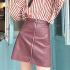 Zip Faux Leather Mini Skirt