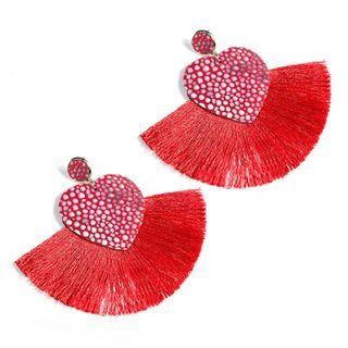 Heart Tasseled Drop Earring