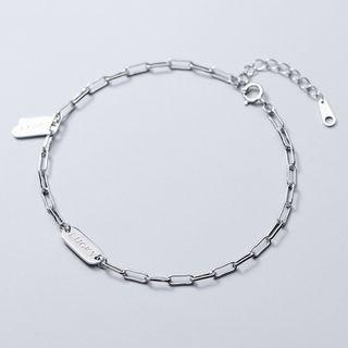 925 Sterling Silver Lettering Chain Bracelet S925silver - One Size